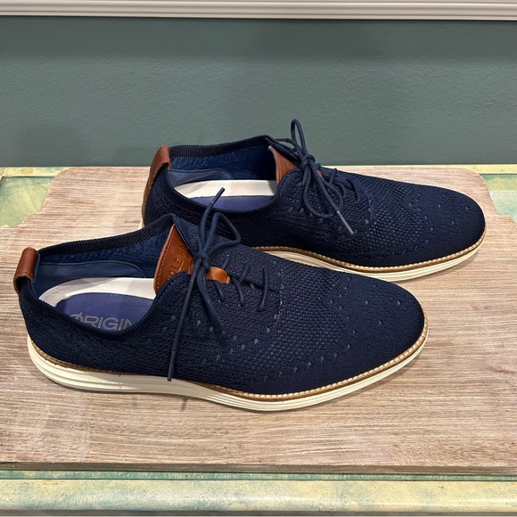 Cole Haan Men\'s Original Grand Stitchlite Navy/Ivory Knit Wingtip Oxfords Sz.9.5 main image 3